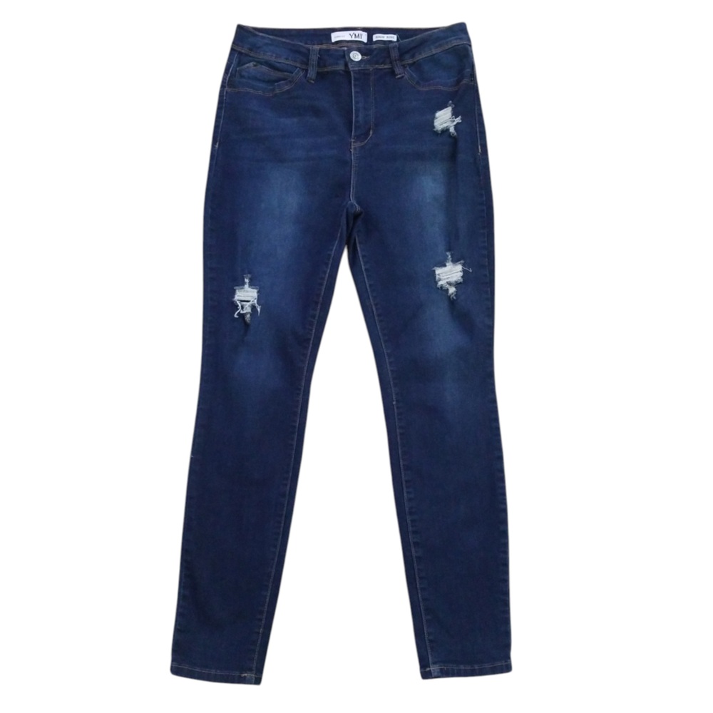 YMI Curvy Fit High‎ Rise Stretchy Distressed Skinny Jeans Size 13 (31)